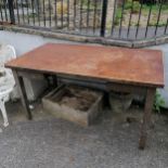 Vintage metal table-77cm high x 153cm x 87cm Condition reportMissing it's drawer and has rust