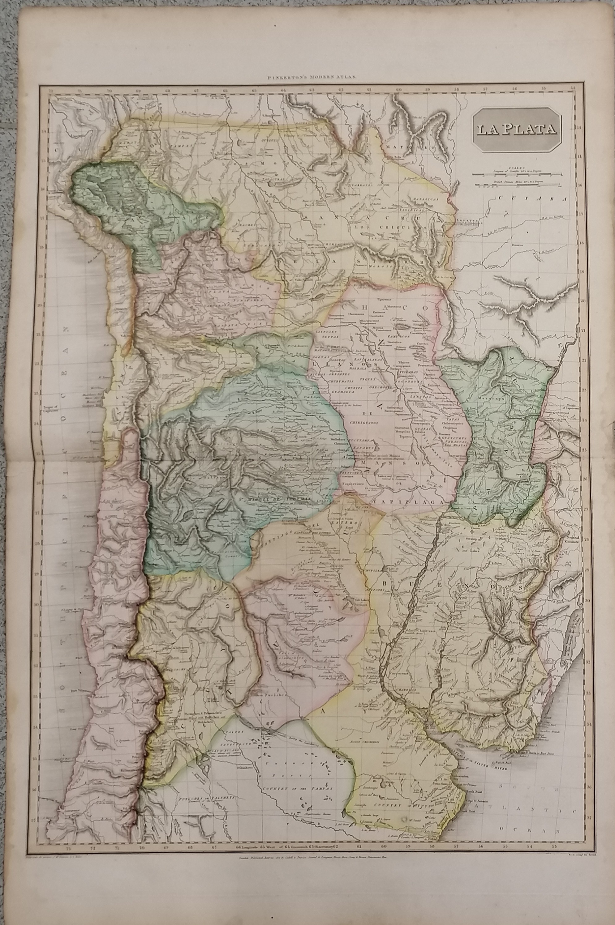 3 x large Pinkertons maps 1812 La Plata, 1810 Peru & 1809 Chili (Chile) - 84cm x 55cm - Image 6 of 6