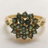 14ct hallmarked gold chrysoberyl cluster ring with stone set shoulders - size R½ & 3.8g total weight