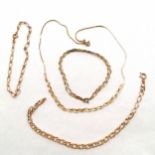 9ct gold 36cm necklace + bracelet + 2 others (1 a/f) - 9.9g - SOLD ON BEHALF OF THE NEW BREAST