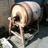 Large antique butter churn by G Hathaway Chippenham on wooden stand- total height 125cm x 69cm