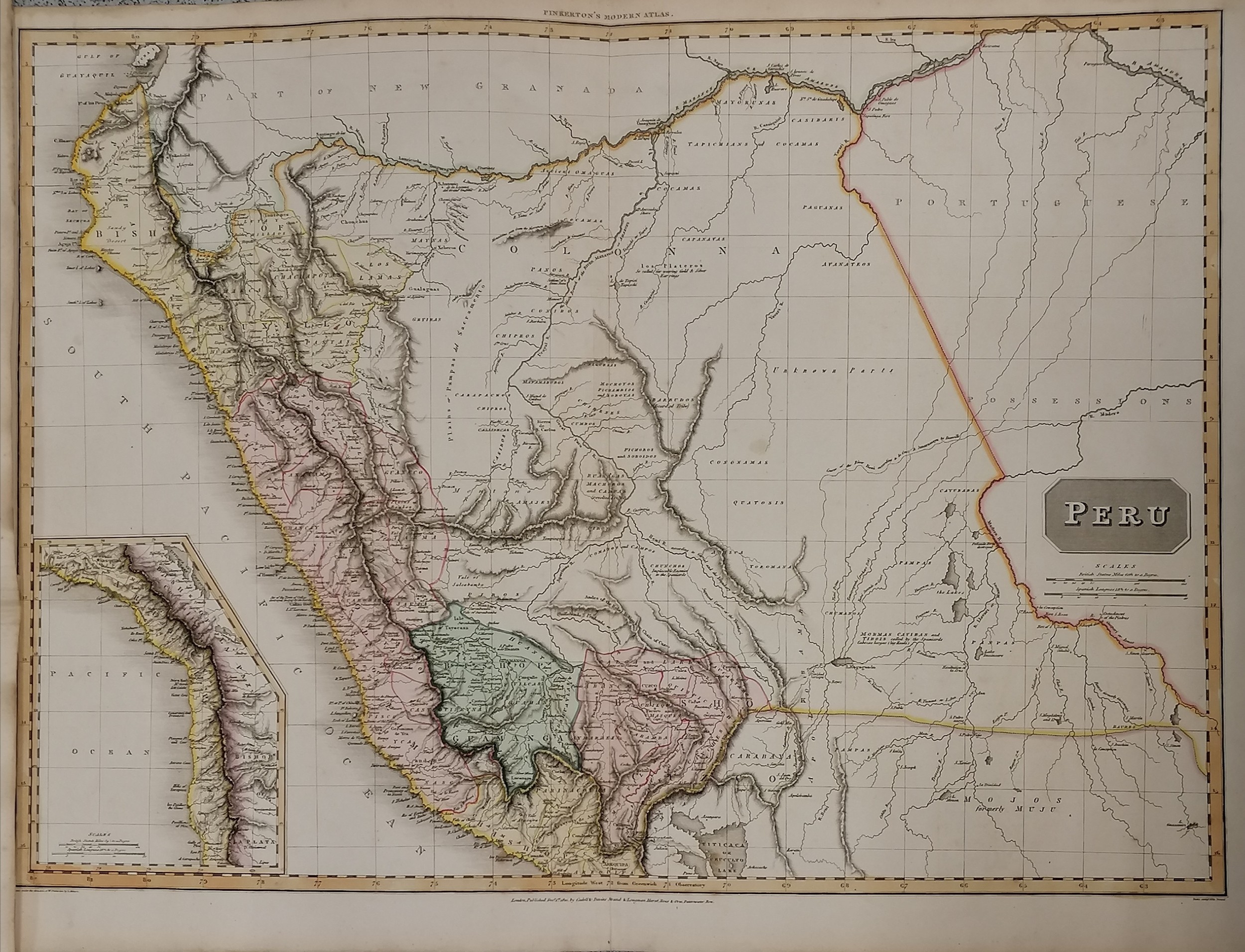 3 x large Pinkertons maps 1812 La Plata, 1810 Peru & 1809 Chili (Chile) - 84cm x 55cm - Image 4 of 6