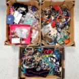 3 boxes of costume jewellery inc Butler & Wilson box containing loose earrings etc - SOLD ON
