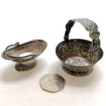2 x silver miniature baskets (1 english, 1 continental 5.5cm diameter) - weight (2) 33g