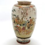 Oriental Antique Japanese satsuma hand decorated vase with character marks to base - 22cm high