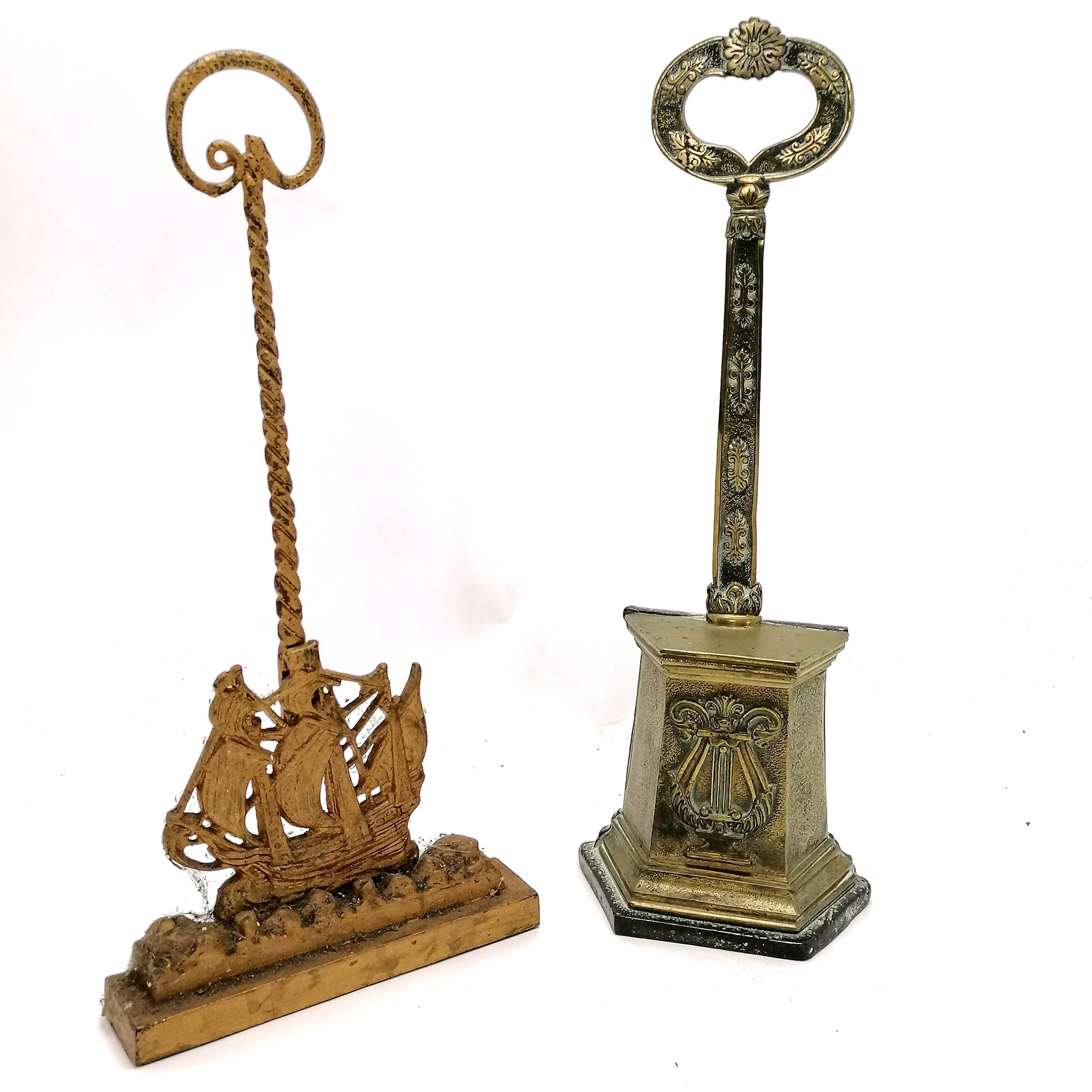 2 x antique door stops - tallest 44cm