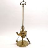 Antique brass students lamp - 47cm high ~ has original tweezers, snuffer & spike & is in good used
