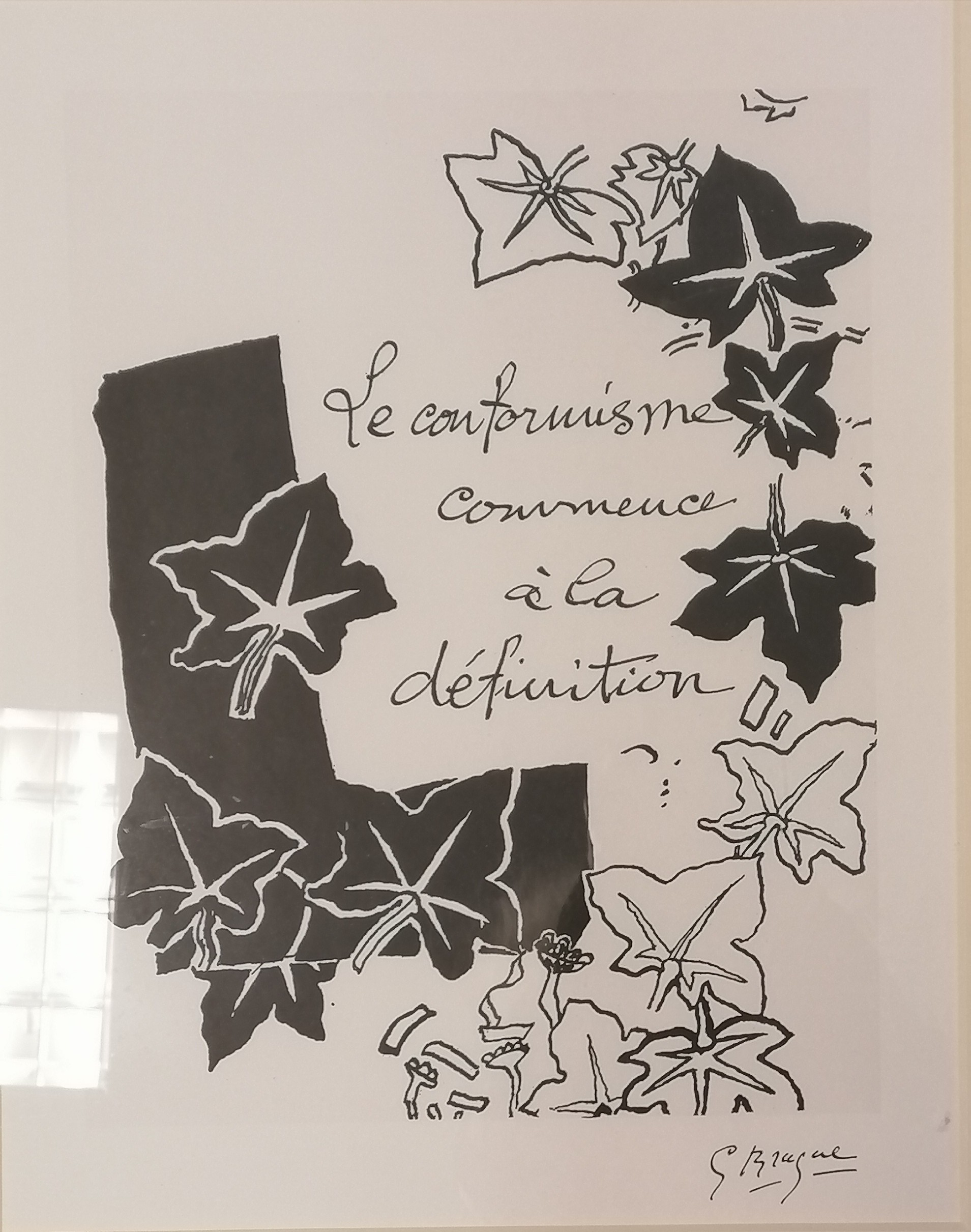 Framed French print 'Le conformisme commence à la définition' after Georges Braque - 56cm x 66cm - Image 2 of 2