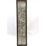 Antique Chinese hand embroidered panel in an original lacquer frame - 51cm x 11.5cm Condition
