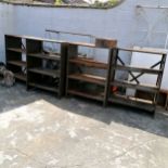 4 metal garage shelving each 94cm wide x 126cm high x 46cm deep Condition reportSome rust