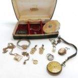 9ct gold ladies watch, silver pocket watch t/w qty of costume jewellery inc 'Ask for Haig' spinner
