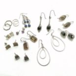 12 x pairs of silver earrings inc stone set - total weight 43g - SOLD ON BEHALF OF THE NEW BREAST