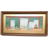 Original pen and ink of an Japanese scene in original frame signed by Mary Louise Gillett (1890-