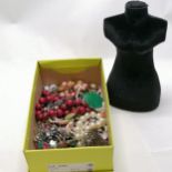 Quantity of costume jewellery T/W a torso display 28cm high