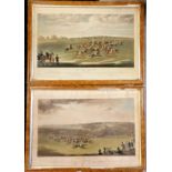 Pair of framed 1834 prints of Epsom horse races by Robert William Smart & Charles Hunt after James