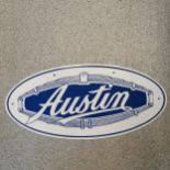 Austin oval blue and white contemporary enamel sign. 50cm x 24cm Condition reportIn good condition