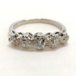 Platinum hallmarked 5 stone diamond ring - size N & 4.3g total weight