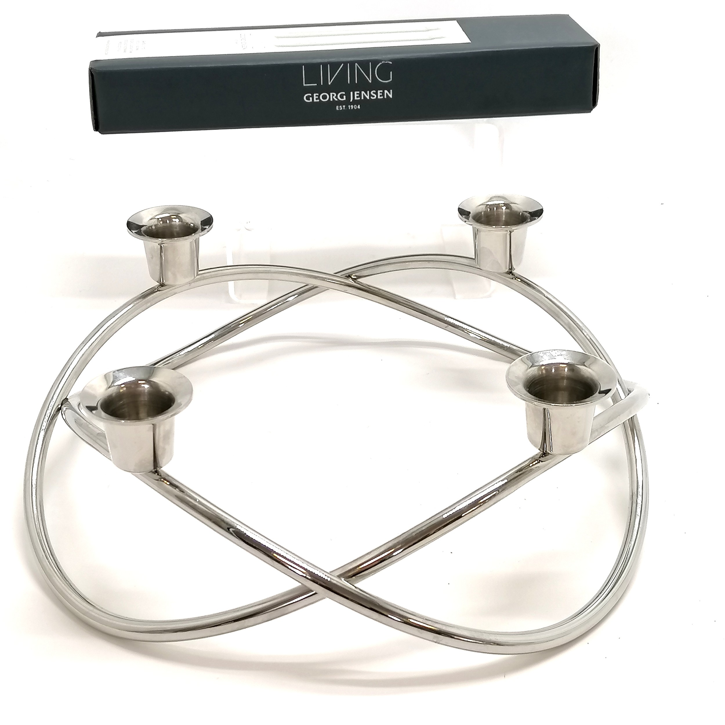 Georg Jensen stainless steel table centre / candelabra (27cm diameter) t/w 10 x Georg Jensen candles