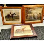 1840 framed print of 'Crucifix' racehorse in a mahogany veneer frame (with slight losses) - 53cm x