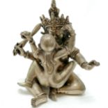 Silvered bronze Asian figural 2 piece erotic group of a male & female - 13cm high
