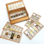 Wooden box containing 6 trays of antique specimen slides