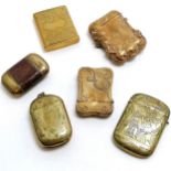 6 antique vesta/ match safe cases inc Egyptian revival engraved decoration ~ the smallest has a