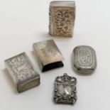 3 antique silver vesta/match safe cases T/W 2 silver match box covers - total weight 89g - 1 has