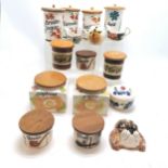 16 x Toni Raymond vintage retro pottery inc 3 tobacco jars, 2 crispbread jars 13cm high & 15cm