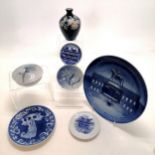 Royal Copenhagen vase, lidded pot & various plates