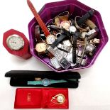 Qty of mostly quartz watches inc boxed Smiths pendant watch, Snoopy etc - for spares / repairs -