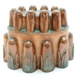 Antique copper jelly mould stamped 361C - 21cm across & 15.5cm high Condition reportSome dents