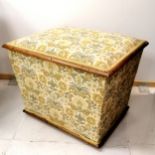 Antique rosewood upholstered ottoman on bun feet - 62cm x 50cm x 50cm high Condition reportIn good