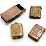 4 antique copper vesta/ match safe cases inc 1907 memento of the visit of the channel fleet to