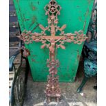 Antique cast iron crucifix - 96cm x 50cm