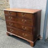 Antique mahogany chest of drawers with later brass drop handles. 110cm wide x 47cm deep x 94cm