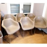 Set of 6 contemporary leather and chrome dining chairs Condition reportIn good used condition