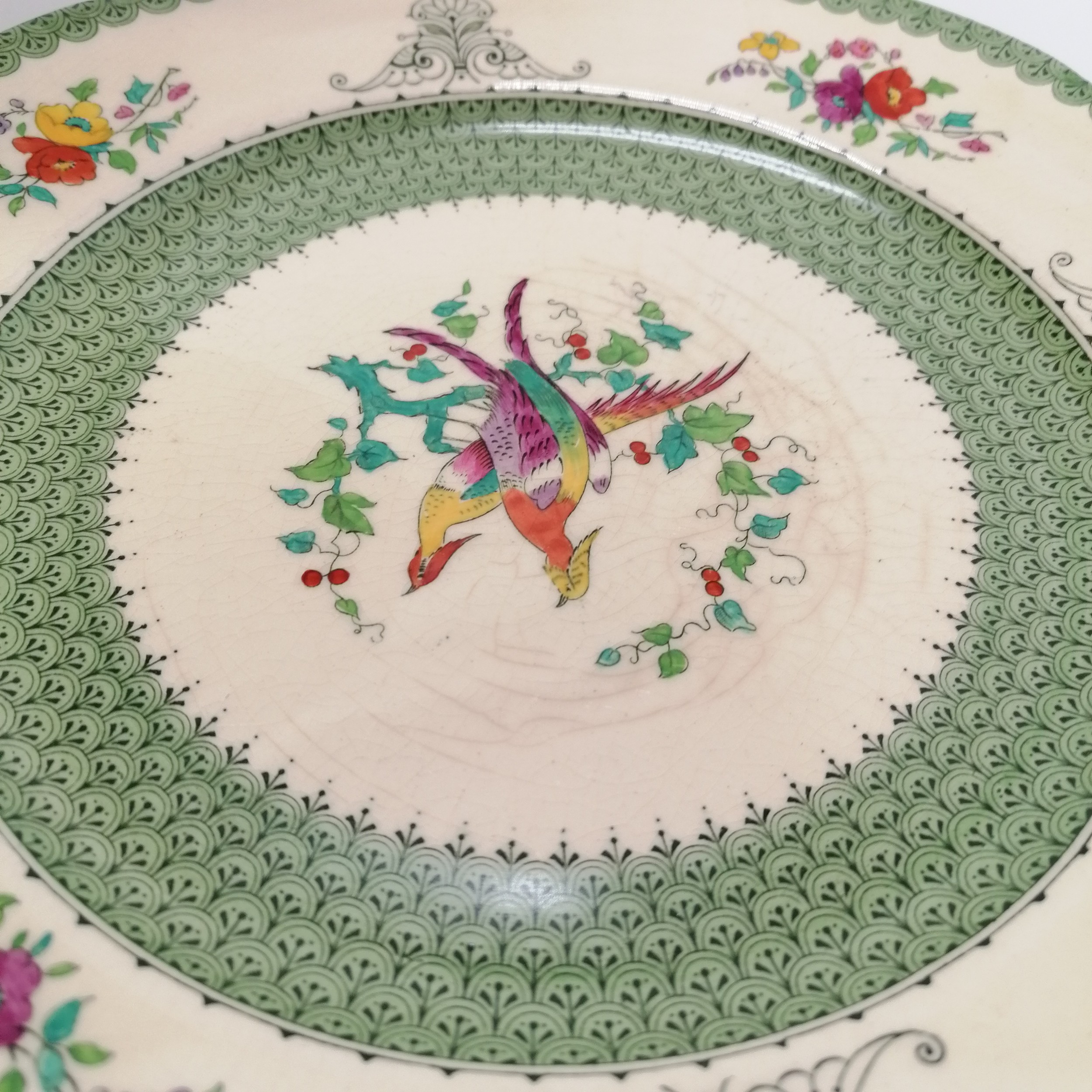 Royal cauldon "exotic birds" 6 dinner plates, 6 side plates, 2 serving dishes etc Condition - Image 3 of 3