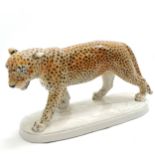 Large porcelain study of a leopard with crown mark to base - 19cm high & 32cm long