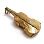 Antique novelty vesta/match safe case brass violin 7.5cm long Condition reportslight dent to the