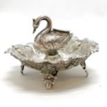 antique continental unmarked silver swan patch box/pin tray. 66g, 9cm diameter x 6cm high