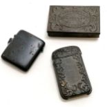 2 antique vesta /match safe inc gun metal steel & turquoise set 5cm x 4.5cm t/w box with Martin