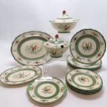 Royal cauldon "exotic birds" 6 dinner plates, 6 side plates, 2 serving dishes etc Condition