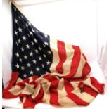 American large linen Stars & Stripes flag bearing 49 stars. 140cm x 240cm Condition reporthas 2