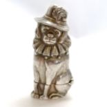 Victorian novelty silver vesta / match safe Punch's dog Toby 6cm high with registration number #