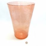 Large pink handblown glass vase. 28cm diameter x 41cm high Condition reportIn good used condition