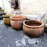 Pair large round terracotta pots 51cm diameter x 41cm high T/W another, Condition reportsome loses
