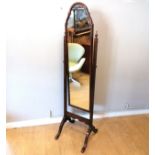 Vintage mahogany Cheval mirror - 160cm high & 40cm wide
