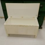 White painted blanket chest. 94cm x 52cm wide x 42cm deep Condition reportSome losses to the paint