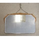 1930's bevelled edge wall mirror - 57cm x 36.5cm