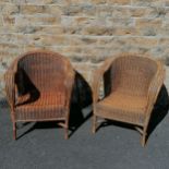 Pair of cane armchairs. 73cm high x 69cm wide x62cm deep. stamped Elmore 1939 Condition reportIn